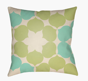 Livabliss Moderne Geometric Woven Square Throw Pillow Polyfill Insert Sofa Accent Usa Made Seafoam, Ivory 18"L x 18"W MD049-1818
