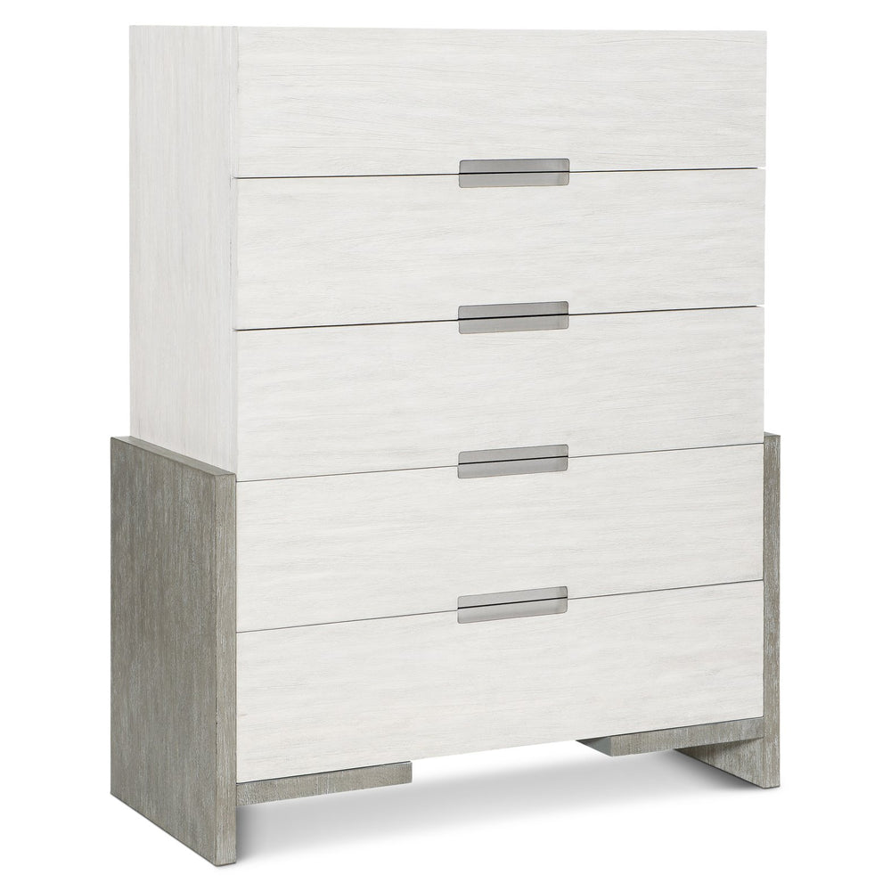 Bernhardt Bernhardt Foundations Tall Drawer Chest In Two-Tone Light Shale & Linen, 5 Soft-Close Drawers, Modern-Rustic Appeal 306118