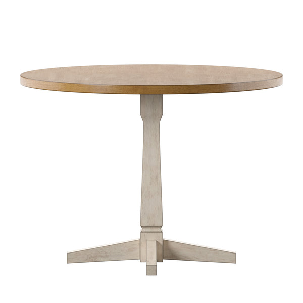 Homelegance By Top-Line Juliette Round Two-Tone Dining Table White Rubberwood
