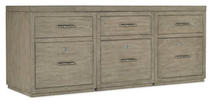 Hooker Furniture Linville Rustic 72" Mink Credenza With Locking File Drawers, Oak Veneers, Antique Pewter Pulls, Versatile Placement 6150-10905-85