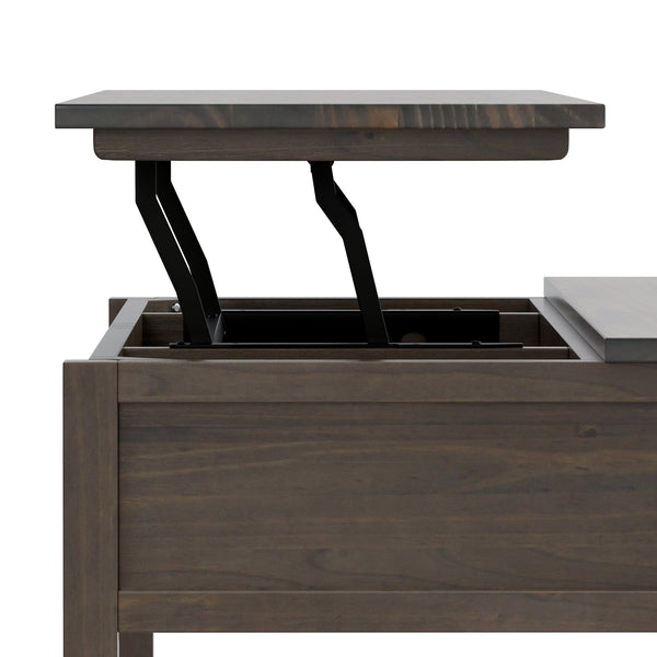 English Elm Ela Lift Top Coffee Table Smoky Brown - Solid Wood Handcrafted Storage, Shaker Drawers & Lift Top B136P158610