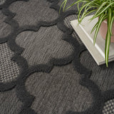 Nourison Easy Care NES01 Machine Made Flat Weave Solid Border Indoor/Outdoor Modern Outdoor Rug Charcoal Black, Charcoal Black 84% Polypropylene,16% Polyester 99446041876