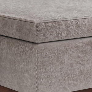 English Elm Owen Lift Top Coffee Table Ottoman - Distressed Grey Vegan Leather, Ample Storage & Versatile Design B136P159167-GIGA