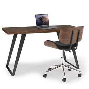 English Elm Lowry Flat Top Desk - Handcrafted Rustic Acacia Wood With Metal Legs For Home Office & More B136P158885