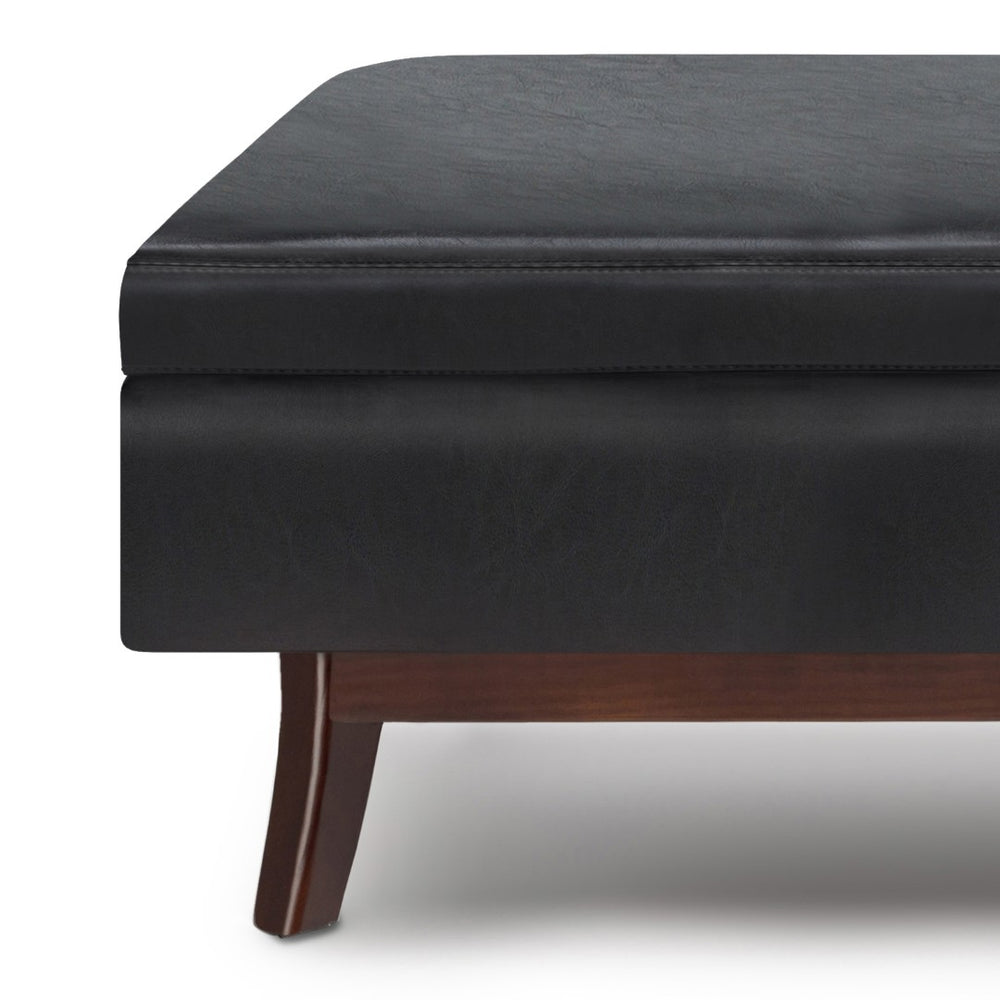 English Elm Owen Rectangular Storage Ottoman - Stylish Midnight Black Faux Leather For Modern Living Spaces B136P159179-GIGA