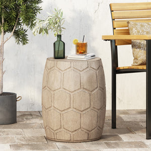 Christopher Knight Home® - Noble House - Aranda Outdoor Lightweight Concrete Side Table, Natural Wood