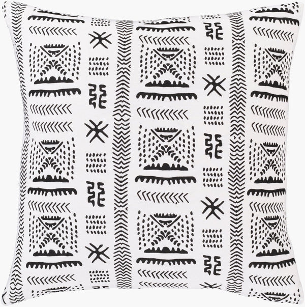 Surya Mud Cloth Woven Cotton Accent Pillow Bohemian Geometric Global Textile Art 18 Inch MDC005-1818