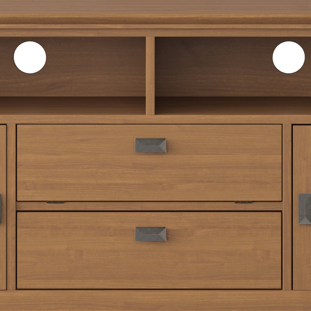 English Elm Artisan 72" Handcrafted Tv Media Stand In Honey Brown - Stylish Storage For Your Living Room Décor B136P158424