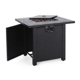 Christopher Knight Home® - Noble House - Elwick Outdoor 40,000 Btu Iron Square Fire Pit, Black