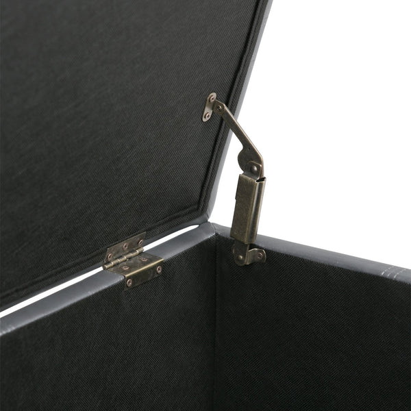 English Elm Amelia Storage Ottoman Bench with Hidden Compartment, Nailhead Trim, Stitched Faux Leather Seat Dark Gray B136P159108