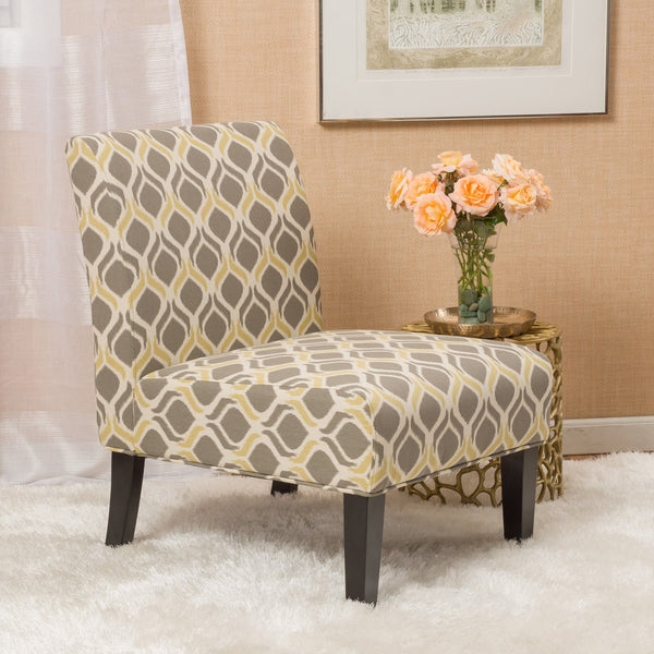 English Elm Accent Chair with Rubberwood Legs Plush Upholstered Seat for Living Room or Bedroom Grey Multi 57764.00YGAY