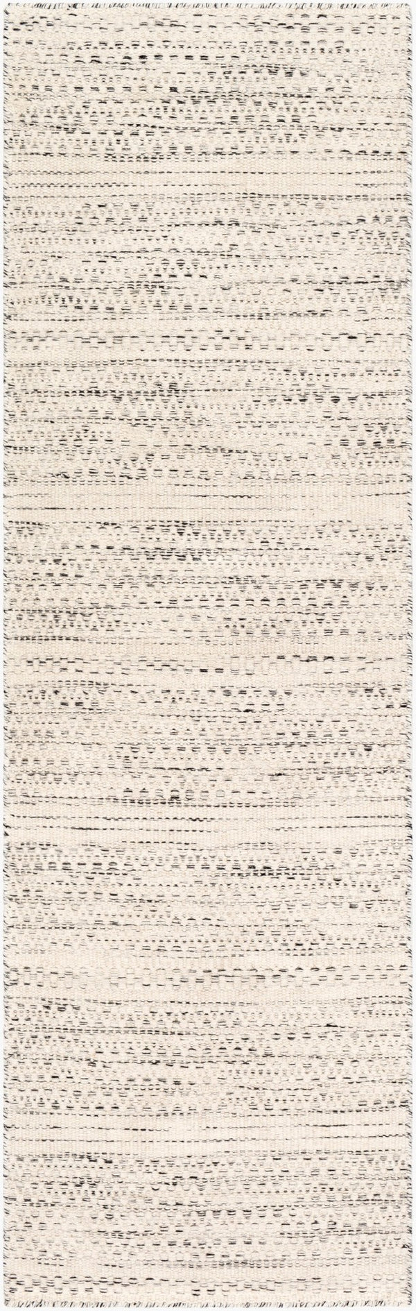 Livabliss Mardin Handwoven Wool Cotton Flatweave Boho Global Rug for Living Dining Rooms Cream, Black 2'6" x 8' MDI2300-268