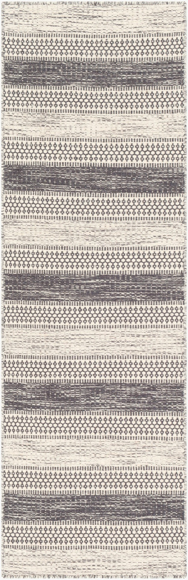 Livabliss Mardin Handwoven Wool Flatweave Rug Global Folk Pattern for Entryways and Layering Black, Ivory 2'6" x 8' MDI2301-268