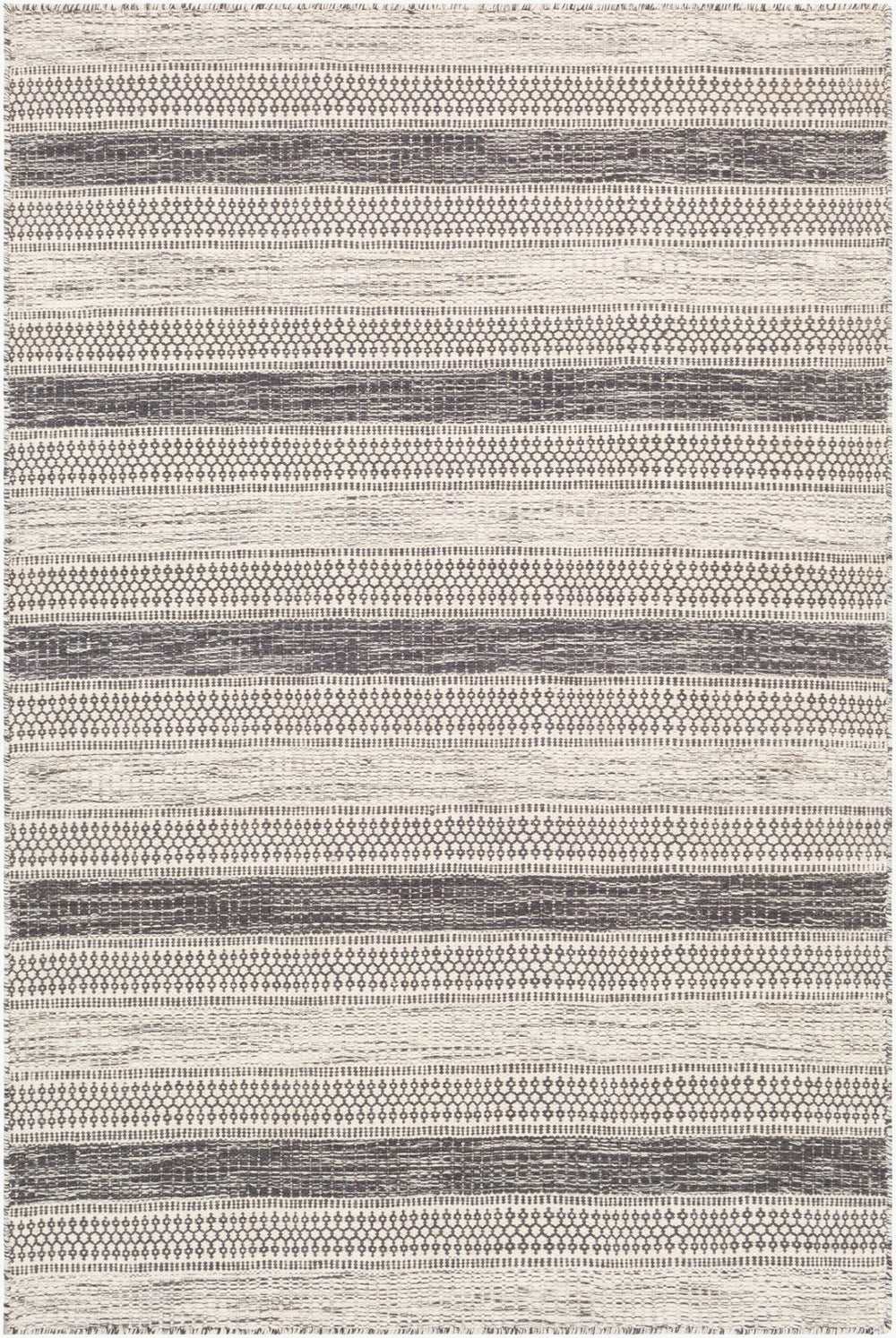 Livabliss Mardin Handwoven Wool Flatweave Rug Global Folk Pattern for Entryways and Layering Black, Ivory 6' x 9' MDI2301-69
