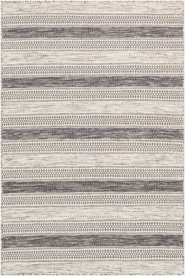 Livabliss Mardin Handwoven Wool Flatweave Rug Global Folk Pattern for Entryways and Layering Black, Ivory 6' x 9' MDI2301-69