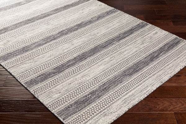 Livabliss Mardin Handwoven Wool Flatweave Rug Global Folk Pattern for Entryways and Layering Black, Ivory 6' x 9' MDI2301-69