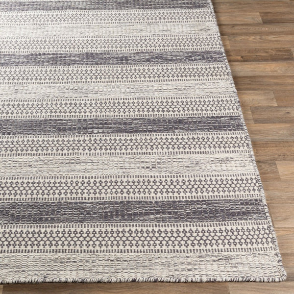 Livabliss Mardin Handwoven Wool Flatweave Rug Global Folk Pattern for Entryways and Layering Black, Ivory 6' x 9' MDI2301-69