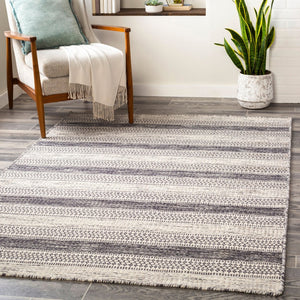 Livabliss Mardin Handwoven Wool Flatweave Rug Global Folk Pattern for Entryways and Layering Black, Ivory 6' x 9' MDI2301-69