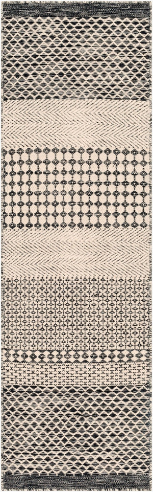Livabliss Mardin Handmade Wool Flatweave Area Rug Artisan Woven in India for Entryways Black, Beige 2'6" x 8' MDI2306-268