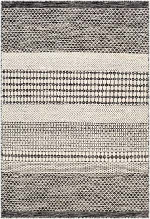 Livabliss Mardin Handmade Wool Flatweave Area Rug Artisan Woven in India for Entryways Black, Beige 3'6" x 5'6" MDI2306-3656