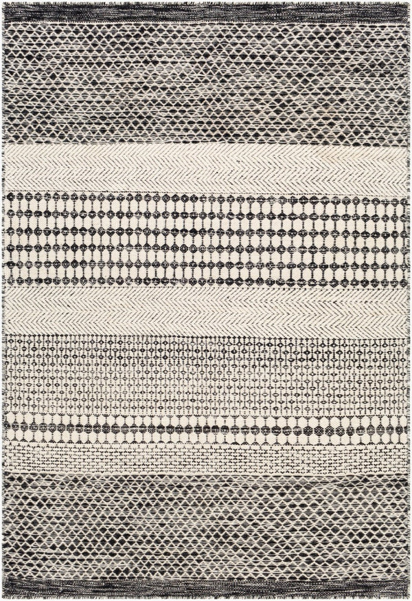 Livabliss Mardin Handmade Wool Flatweave Area Rug Artisan Woven in India for Entryways Black, Beige 3'6" x 5'6" MDI2306-3656