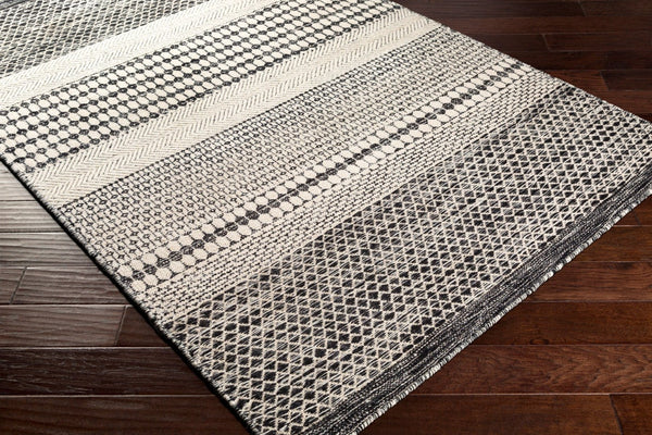 Livabliss Mardin Handmade Wool Flatweave Area Rug Artisan Woven in India for Entryways Black, Beige 3'6" x 5'6" MDI2306-3656
