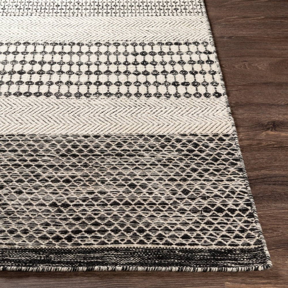 Livabliss Mardin Handmade Wool Flatweave Area Rug Artisan Woven in India for Entryways Black, Beige 3'6" x 5'6" MDI2306-3656