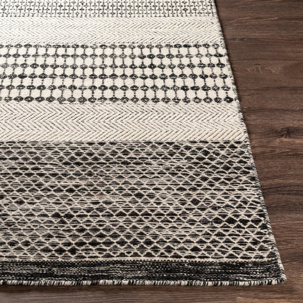 Livabliss Mardin Handmade Wool Flatweave Area Rug Artisan Woven in India for Entryways Black, Beige 3'6" x 5'6" MDI2306-3656