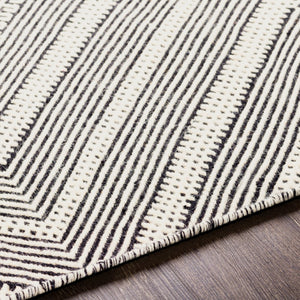 Surya Mardin 2' X 3' Handwoven Wool Rug - Unique Global Style, Easy Care, Perfect For High Traffic Spaces! Black Wool Mdi2308-268