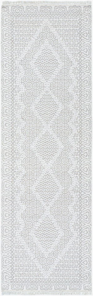 Livabliss Mardin Handwoven Wool Flatweave Rug with Fringe for Entryway or Bohemian Decor Beige, Medium G 2'6" x 8' MDI2314-268