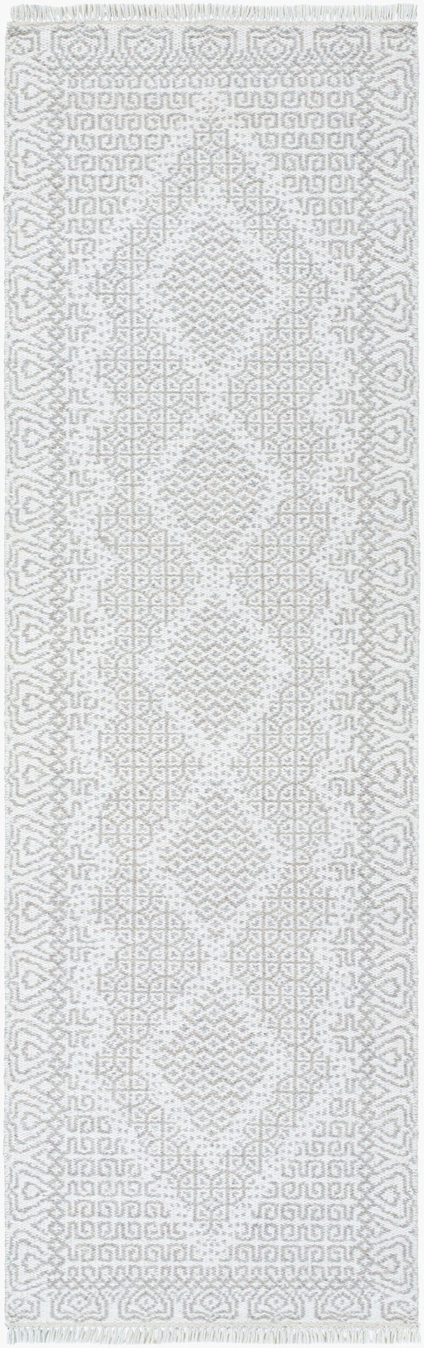Livabliss Mardin Handwoven Wool Flatweave Rug with Fringe for Entryway or Bohemian Decor Beige, Medium G 2'6" x 8' MDI2314-268