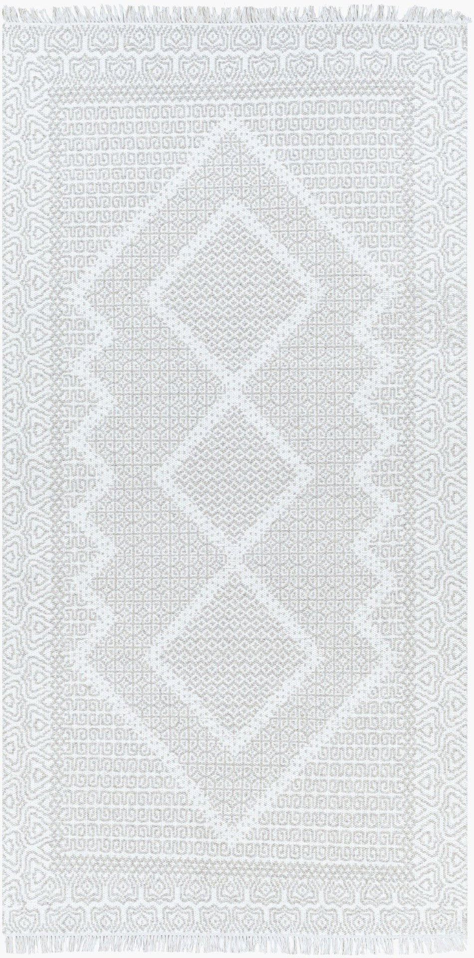 Livabliss Mardin Handwoven Wool Flatweave Rug with Fringe for Entryway or Bohemian Decor Beige, Medium G 2' x 3' MDI2314-23