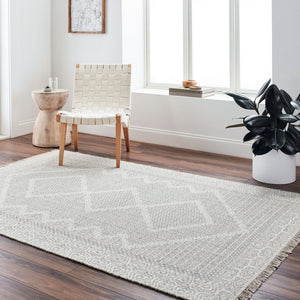 Livabliss Mardin Handwoven Wool Flatweave Rug with Fringe for Entryway or Bohemian Decor Beige, Medium G 2' x 3' MDI2314-23