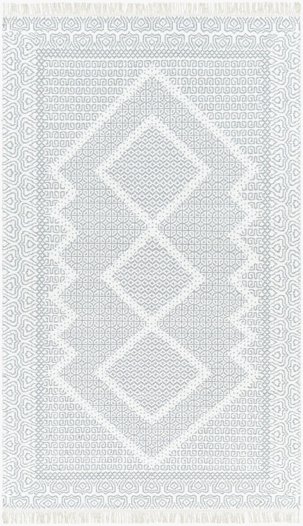 Livabliss Mardin Handwoven Wool Flatweave Rug with Fringe Bohemian Accent for Entryway Beige, Gray 2' x 3' MDI2316-23