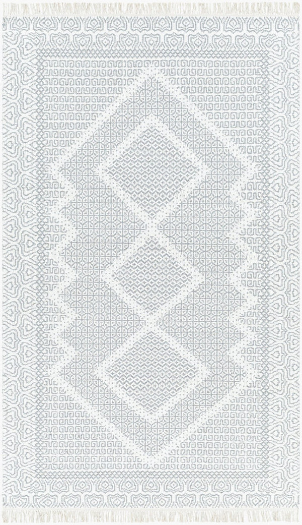 Livabliss Mardin Handwoven Wool Flatweave Rug with Fringe Bohemian Accent for Entryway Beige, Gray 2' x 3' MDI2316-23