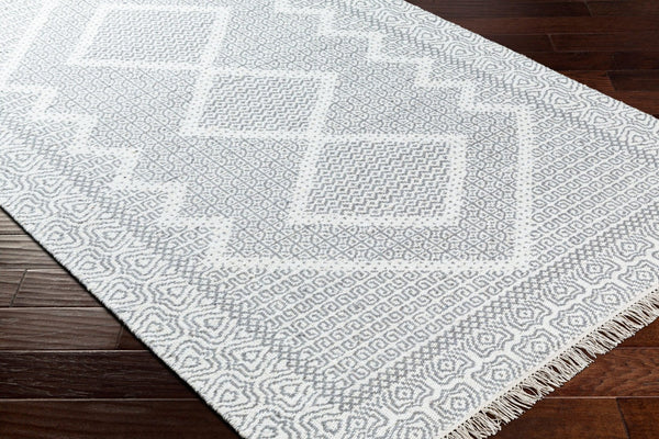 Livabliss Mardin Handwoven Wool Flatweave Rug with Fringe Bohemian Accent for Entryway Beige, Gray 2' x 3' MDI2316-23