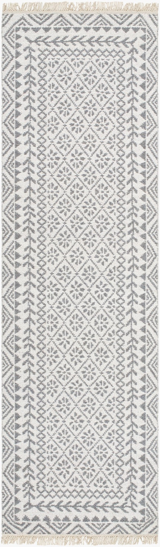 Livabliss Mardin Handwoven Wool Flatweave Accent Rug with Fringe Global Bohemian Artisan Style Beige, Gray 2'6" x 8' MDI2317-268
