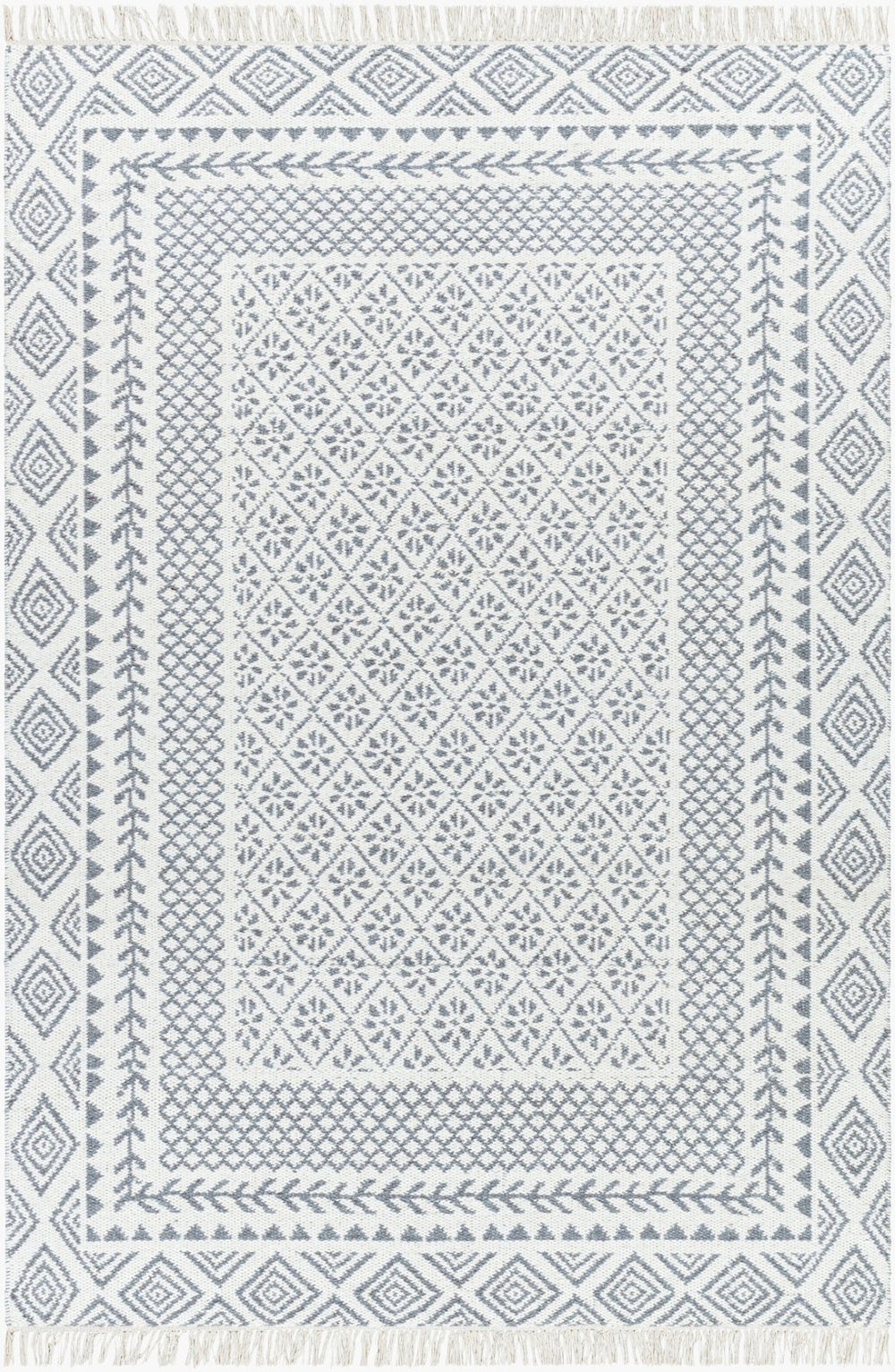 Livabliss Mardin Handwoven Wool Flatweave Accent Rug with Fringe Global Bohemian Artisan Style Beige, Gray 3'6" x 5'6" MDI2317-3656