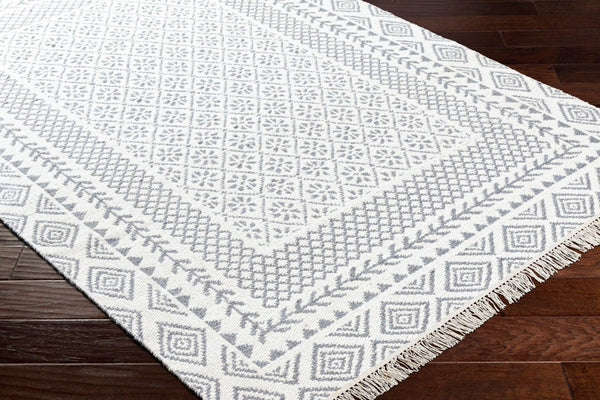 Livabliss Mardin Handwoven Wool Flatweave Accent Rug with Fringe Global Bohemian Artisan Style Beige, Gray 3'6" x 5'6" MDI2317-3656