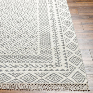 Livabliss Mardin Handwoven Wool Flatweave Accent Rug with Fringe Global Bohemian Artisan Style Beige, Gray 3'6" x 5'6" MDI2317-3656