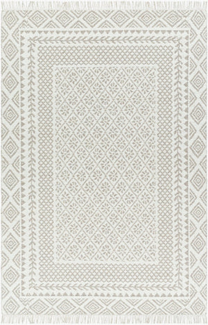 Livabliss Mardin Handwoven Wool Flatweave Rug Bohemian Fringe Accent for Entryway or Kitchen Beige, Medium G 3'6" x 5'6" MDI2318-3656