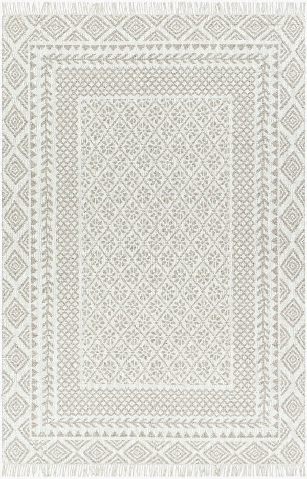 Livabliss Mardin Handwoven Wool Flatweave Rug Bohemian Fringe Accent for Entryway or Kitchen Beige, Medium G 3'6" x 5'6" MDI2318-3656