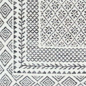 Livabliss Mardin Handwoven Wool Flatweave Rug with Fringe Global Bohemian Accent for Entryways Ivory, Black 2' x 3' MDI2319-23