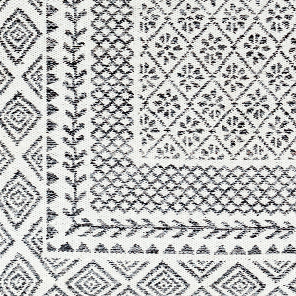 Livabliss Mardin Handwoven Wool Flatweave Rug with Fringe Global Bohemian Accent for Entryways Ivory, Black 2' x 3' MDI2319-23