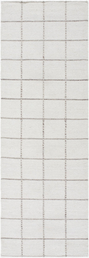 Livabliss Mardin Handwoven Wool Flatweave Rug for Entryways Bathrooms and Bedside Areas Ivory, Charcoal 2'6" x 8' MDI2329-268
