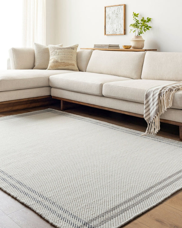 Livabliss Mardin Handwoven Wool Flatweave Accent Rug Artisan Crafted for Entryways and Small Spaces Ivory, Charcoal 8'10" x 12' MDI2335-81012