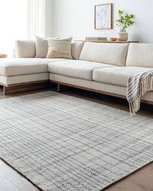 Livabliss Mardin Handwoven Wool Flatweave Accent Rug for Entryways and Small Spaces in India Ivory, Charcoal 2'6" x 8' MDI2339-268