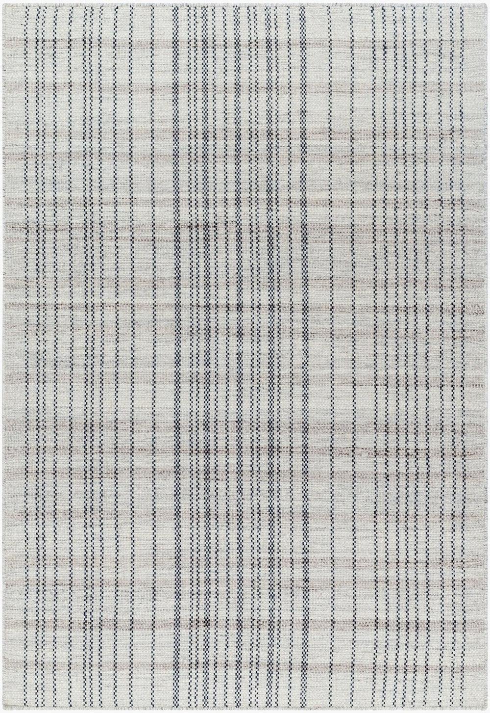 Livabliss Mardin Handwoven Wool Flatweave Accent Rug for Entryways and Small Spaces in India Ivory, Charcoal 8' x 10' MDI2339-810