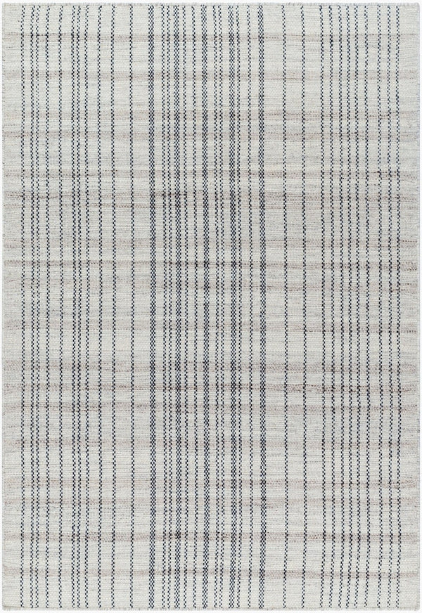 Livabliss Mardin Handwoven Wool Flatweave Accent Rug for Entryways and Small Spaces in India Ivory, Charcoal 8' x 10' MDI2339-810