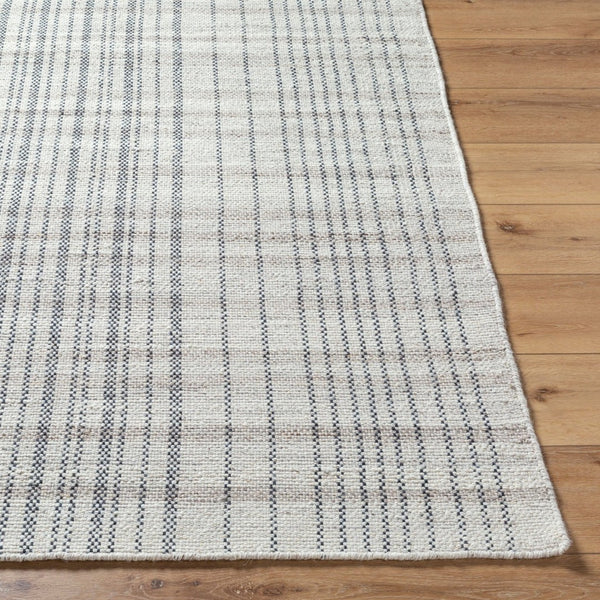 Livabliss Mardin Handwoven Wool Flatweave Accent Rug for Entryways and Small Spaces in India Ivory, Charcoal 8' x 10' MDI2339-810